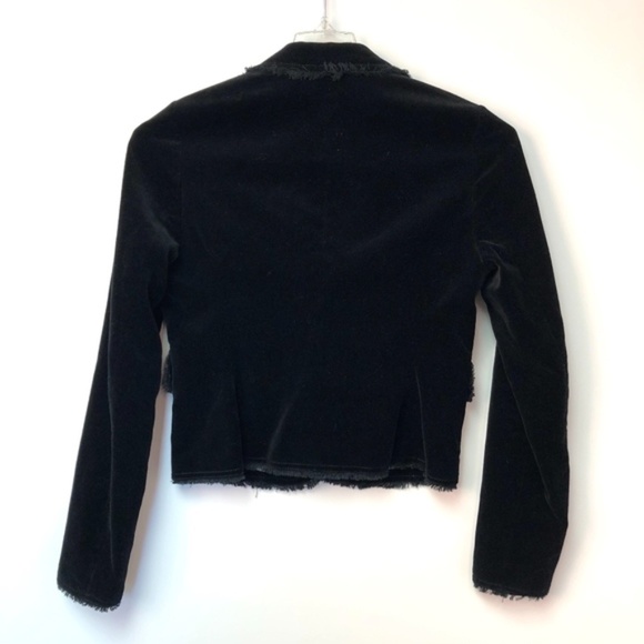 Joie Crushed Velvet Fringe Trim Blazer Lined Jacket - Picture 6 of 8